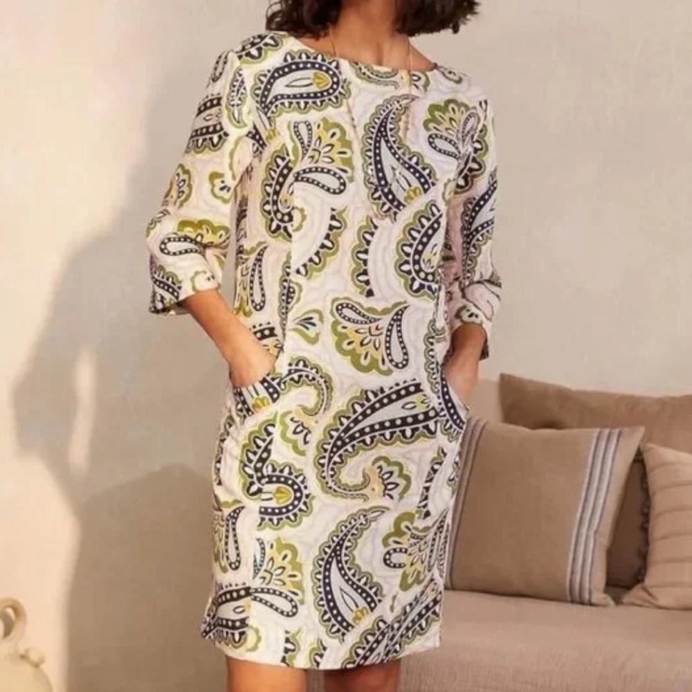 Boden Laurie 100% Linen Paisley Printed Dress